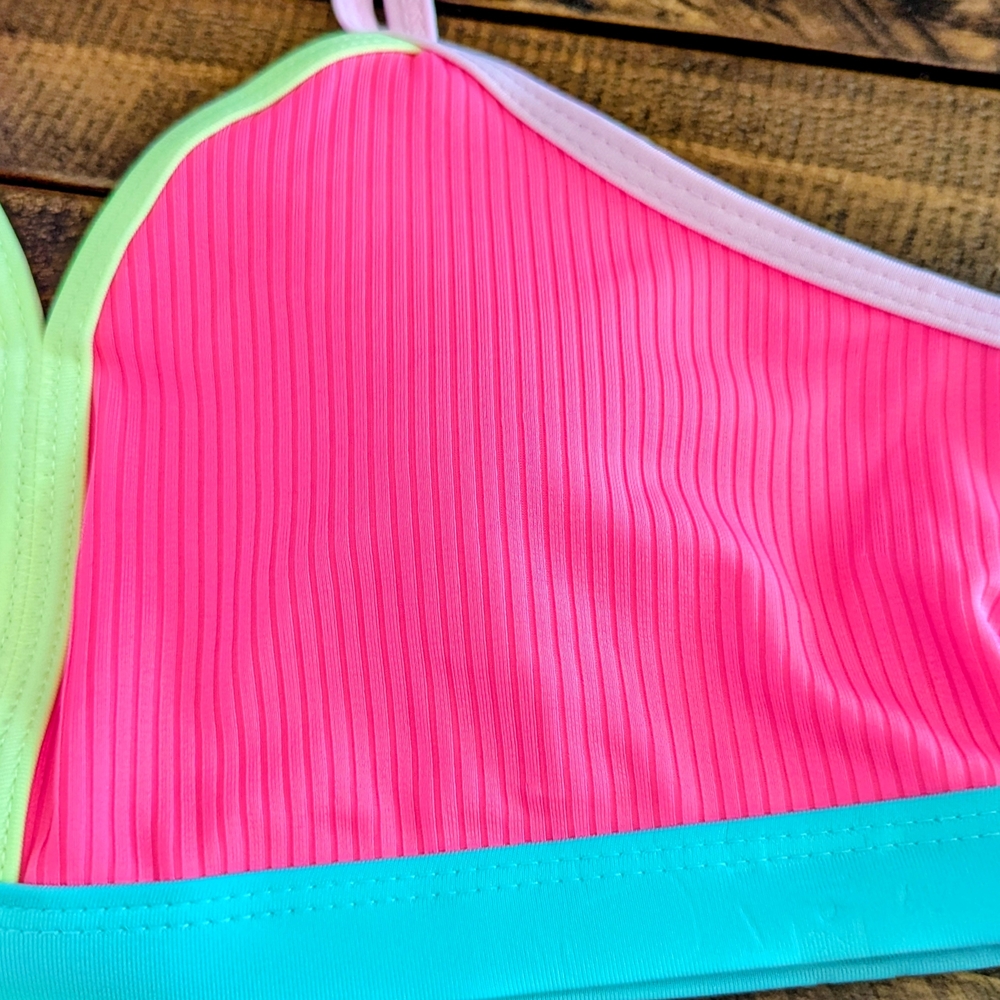 Justice Girls Two-Piece Bikini with Cross Back Straps Pink Punch Size Large NWT - Picture 9 of 10